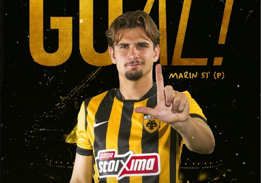 Răzvan Marin, primul gol la AEK Atena. Şi-a ajutat echipa să se califice în play-off-ul Conference League