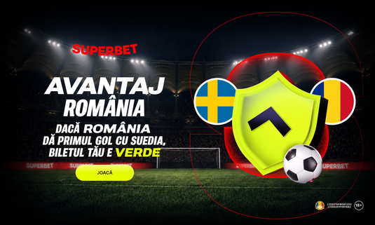 Ofertă marca Superbet la Suedia - România: "tricolorii" deschid scorul, pariul pe victorie devine câştigător!