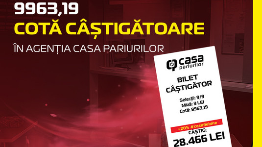 9 meciuri, cotă 10.000 şi 20% în plus. Un ieşean a “lovit-o” grav la Casa!