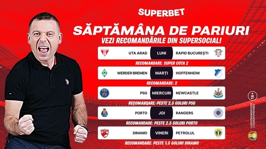 Start săptămânii de pariuri cu recomandările din SuperSocial