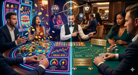 Slots vs. jocuri de masă volatilitate şi şanse de câştig