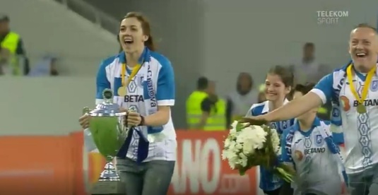 VIDEO | Fetele de la SCM Craiova şi-au prezentat trofeul Cupei EHF, înainte de CS U - FCSB