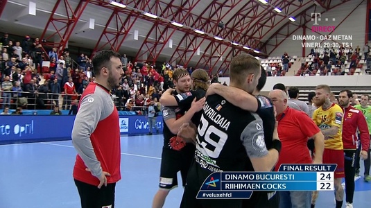 VIDEO | Victorie cu emoţii pentru Dinamo. "Câinii" au câştigat meciul cu Riihimaen Cocks şi sunt tot mai aproape de calificarea în play-off-ul pentru optimile Ligii Campionilor