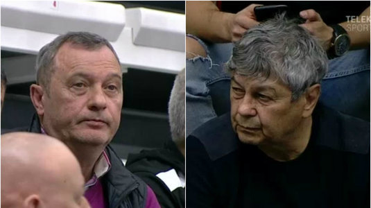 Mircea Lucescu şi Mircea Rednic, în tribune la meciului lui Dinamo cu Sporting din Liga Campionilor la handbal masculin