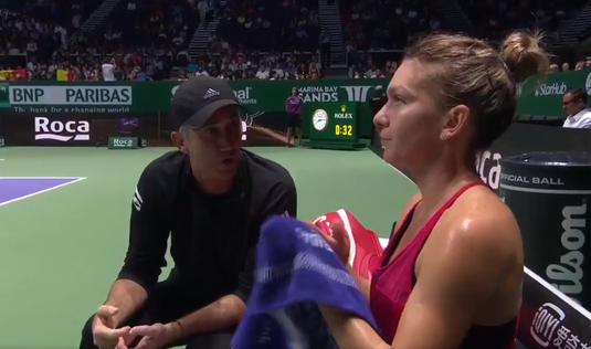 VIDEO | Halep a cerut intervenţia lui Cahill în primul set cu Garcia: ”Nivelul e bun, joacă mai mult din instinct”