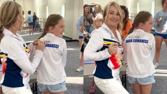 Copia treningului făcut celebru de Nadia Comăneci la Montreal a fost purtat de o fetiţă din America, venită la o tabără de gimnastică. " A fost şi pentru mine o mare surpriză"