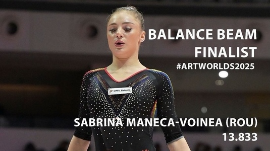 Probleme pentru Sabrina Voinea! Gimnasta a căzut de pe bârnă şi s-a clasat pe locul 7 la Campionatul Mondial din Indonezia