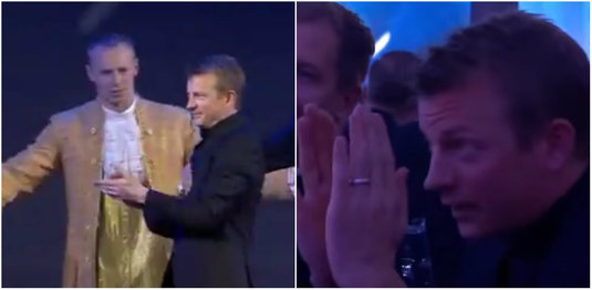 VIDEO INCREDIBIL | Kimi Raikkonen a apărut beat la gala de final de an din Formula 1. Abia se mai ţinea pe picioare când a urcat pe scenă