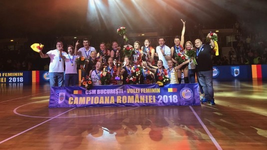CSM Bucureşti a sărbătorit câştigarea primului titlu din istorie la volei feminin