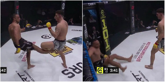 VIDEO | De asta e MMA cel mai dur sport din lume! Accidentare şocantă suferită de un luptător: şi-a rupt piciorul în tibia adversarului