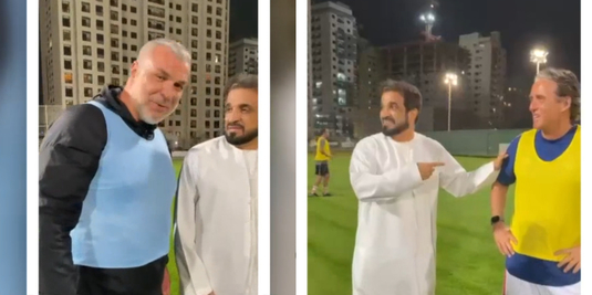 VIDEO | Cosmin Olăroiu a jucat fotbal în Dubai cu selecţionerul Italiei, Roberto Mancini! Imagini speciale de pe teren cu cei doi: "Îl vei învinge?"