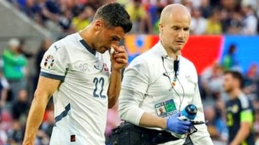 EURO 2024 | Fabian Schar a jucat cu nasul spart în meciul Scoţia - Elveţia 1-1