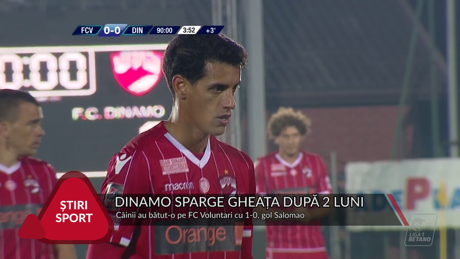 VIDEO | DINAMO SPARGE GHEAŢA ÎN LIGA 1 DUPĂ DOUĂ LUNI. CÂINII AU BĂTUT-O PE FC VOLUNTARI