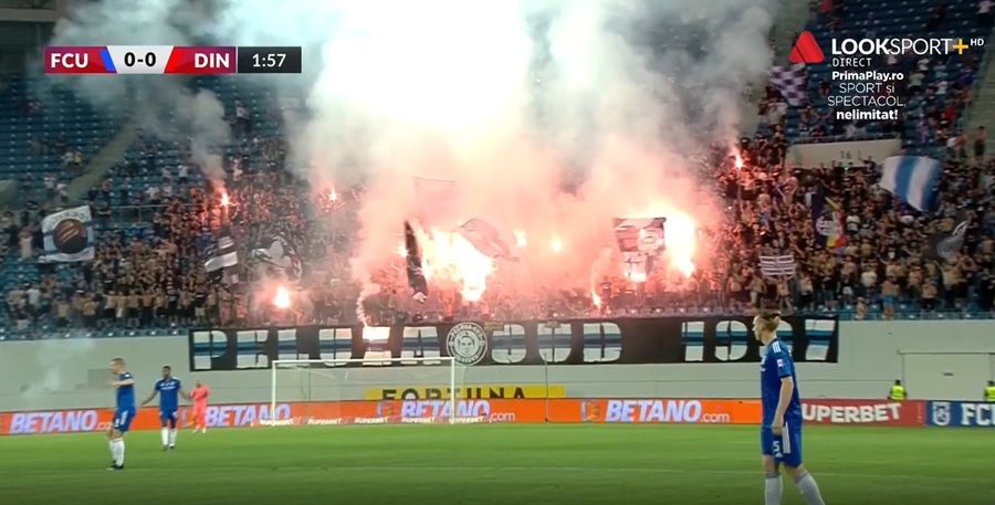 VIDEO | Atmosferă incendiară în Bănie! Meciul FC U Craiova - Dinamo a fost întrerupt pentru scurt timp