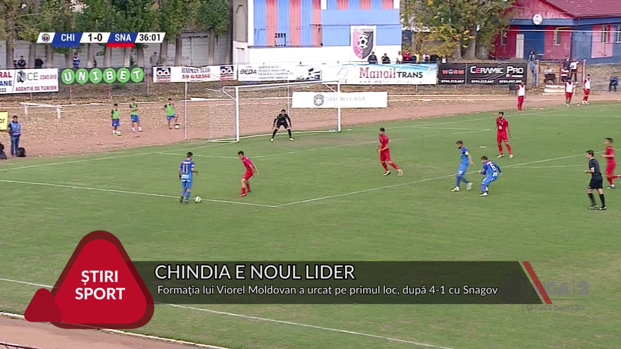 VIDEO | CHINDIA-SPORTUL SNAGOV 4-1. ECHIPA LUI VIOREL MOLDOVAN E NOUL LIDER DIN LIGA A 2-A