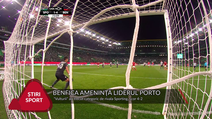 VIDEO | BENFICA AMENINŢĂ LIDERUL PORTO. VICTORIE CATEGORICĂ ÎN FAŢA RIVALEI SPORTING