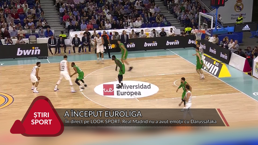 VIDEO | A ÎNCEPUT EUROLIGA. ÎN DIRECT PE LOOK SPORT, REAL MADRID N-A AVUT EMOŢII CU DARUSSAFAKA