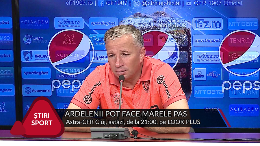 ASTRA-CFR CLUJ, LIVE PE LOOK PLUS. PETRESCU: "PRESIUNEA SE MUTĂ LA NOI"