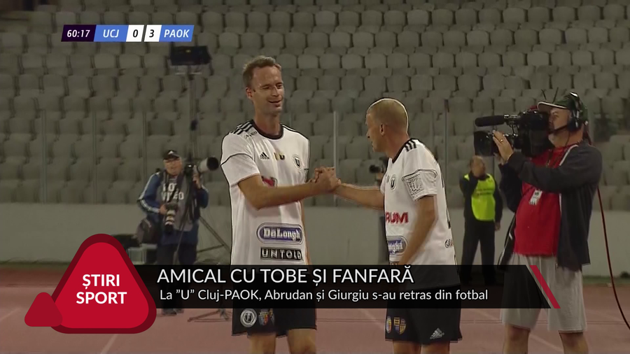 VIDEO | MOMENT EMOŢIONANT LA AMICALUL ”U” CLUJ-PAOK. ABRUDAN ŞI GIURGIU AU SPUS ADIO FOTBALULUI
