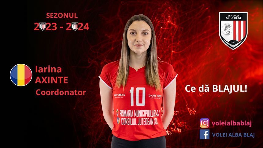 Coordonatoarea Iarina Axinte şi-a prelungit contractul cu campioana Volei Alba Blaj
