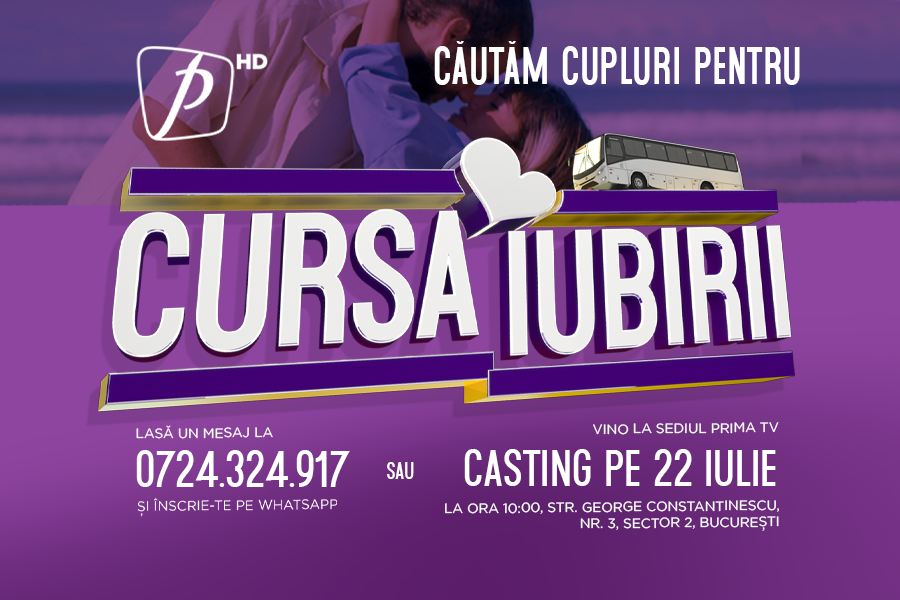 Trăieşte aventura vieţii tale! Înscrie-te în Cursa Iubirii şi testează-ţi relaţia, într-un nou show marca Prima TV