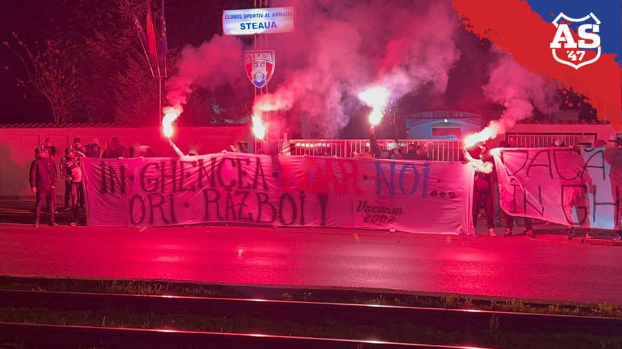 FOTO | Ultraşii Stelei pornesc războiul dacă FCSB va juca în Ghencea: ”Dacă la presiunile oilor cedaţi, în Ghencea niciunul nu mai călcaţi!” 