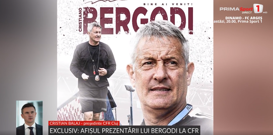 EXCLUSIV | Anunţul CFR-ului, după ce a apărut un afiş cu prezentarea lui Cristiano Bergodi! Cum a comentat Cristi Balaj
