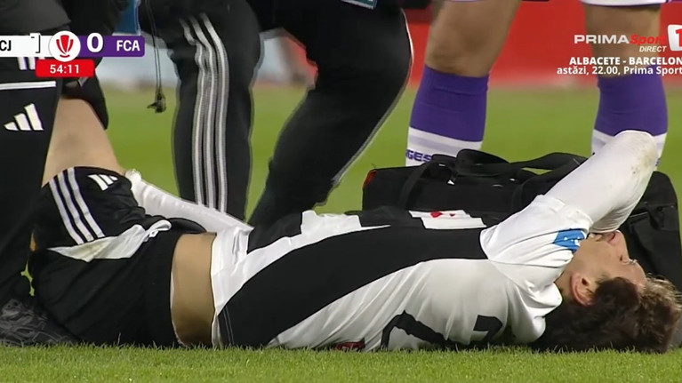 Accidentare HORROR în meciul dintre "U" Cluj şi FC Argeş! Care ar putea fi cel mai rău scenariu | VIDEO