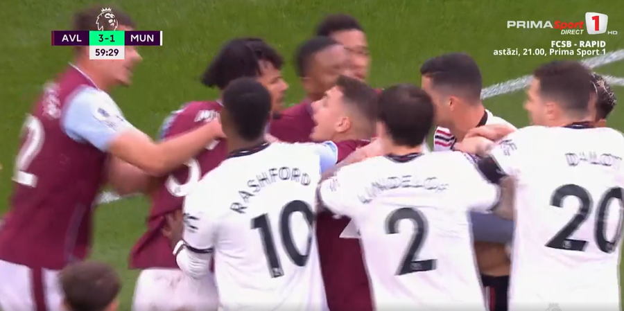 VIDEO | Ronaldo a fost implicat într-un moment violent în Villa - United. CR7, la un pas de bătaie cu Tyrone Mings