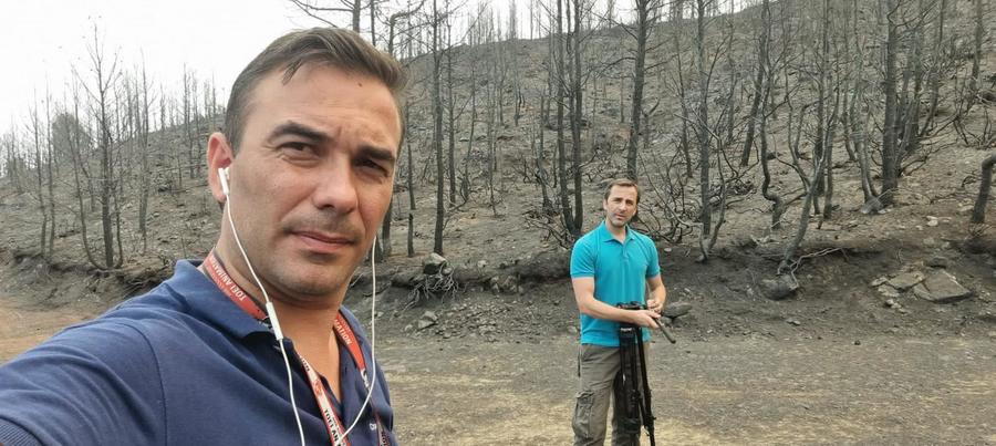 Echipa Focus, formată din Marius Saizu şi Nicolae Anghel, reportaje speciale de la incendiile din Grecia