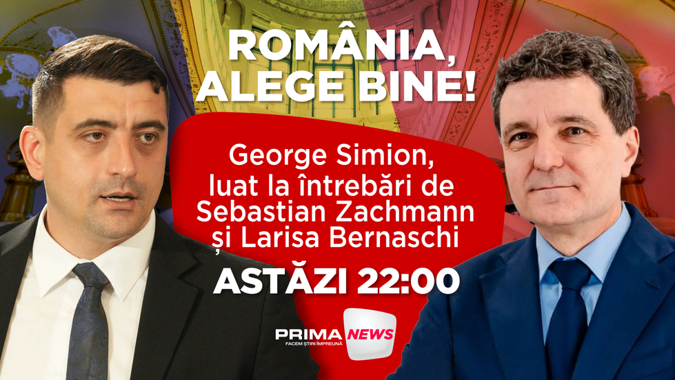 ASTĂZI, de la ora 22:00, George Simion răspunde, în direct la Prima News, întrebărilor fierbinţi ale turului doi