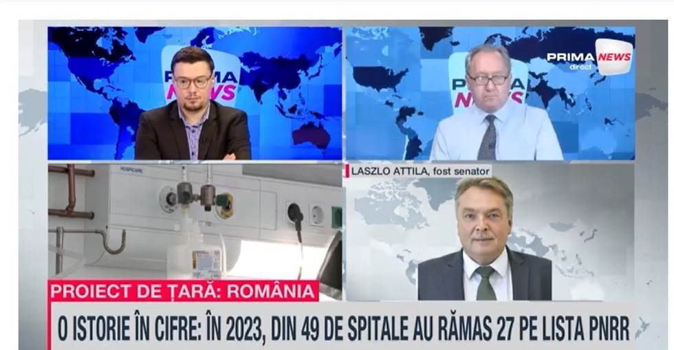 VIDEO. Laszlo Attila, fost senator, explică la Prima News cum a ajuns România de la 49 la doar 8 spitale finanţate prin PNRR