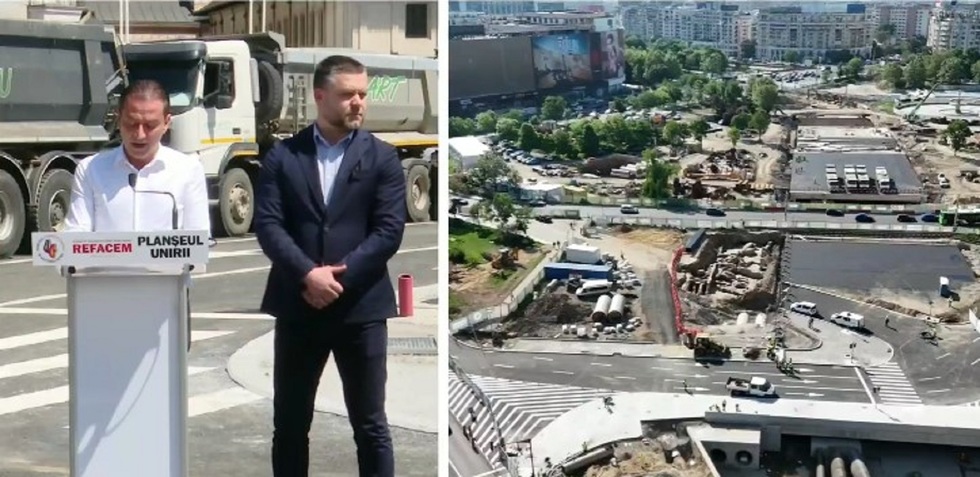 Se redeschide circulaţia în Piaţa Unirii după finalizarea primei etape a lucrărilor. Daniel Băluţă: „Planşeul va fi gata până la sfârşitul anului”