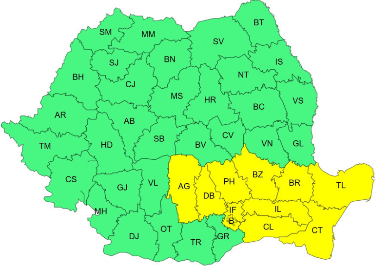 ANM a emis o nouă avertizare cod galben de ploi şi vijelii. Harta zonelor vizate