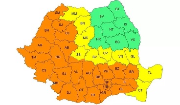 ANM a emis noi avertizări meteo de furtuni. Bucureştiul şi alte 24 de judeţe se află sub cod portocaliu