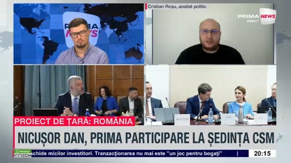 VIDEO. Cristian Roşu, despre participarea lui Nicuşor Dan la şedinţa CSM: „Pare că avem din nou un preşedinte implicat”