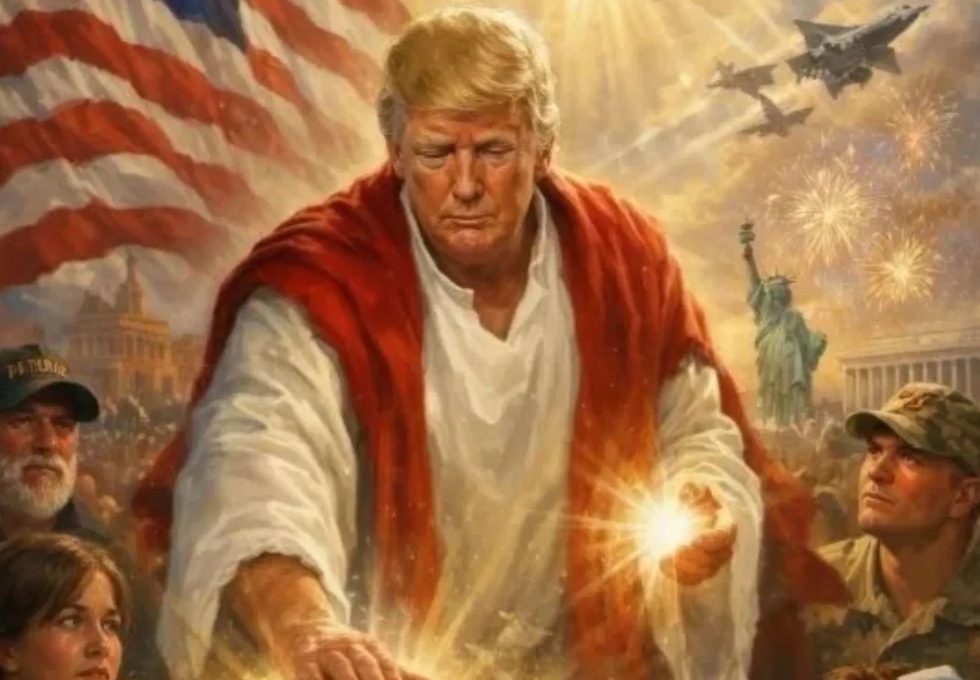 Donald Trump s-a fotografiat în rolul lui Iisus, iar imaginea a devenit virală. Preşedintele american a şters ulterior postarea