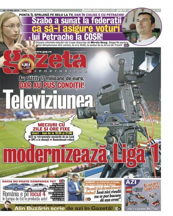 Gazeta Sporturilor: RCS a bătut palma cu Look şi Transilvania Live. Posturile sunt în discuţii cu UPC, dar nu şi cu Romtelecom