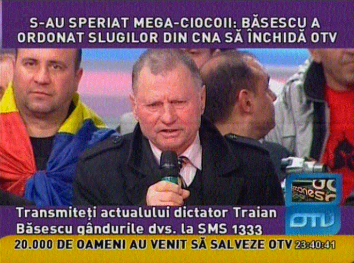 VIDEO ARHIVĂ. Defunctul OTV, părintele victimizării în direct. Imagini de când “dictatorul Băsescu” era de vină pentru închiderea postului