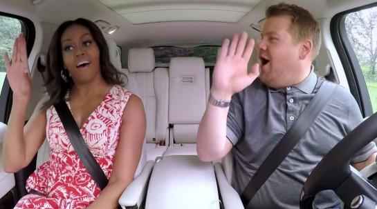 VIDEO. Michelle Obama, în maşină alături de James Corden de la CBS. Clipul a strâns milioane de vizualizări