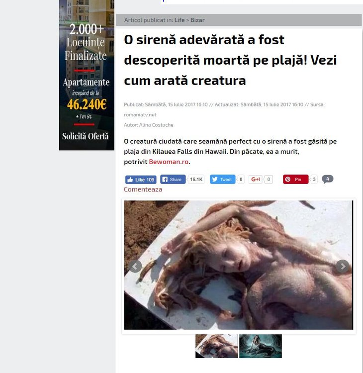 Unele fake news-uri nu mor niciodată. Sirena se întoarce