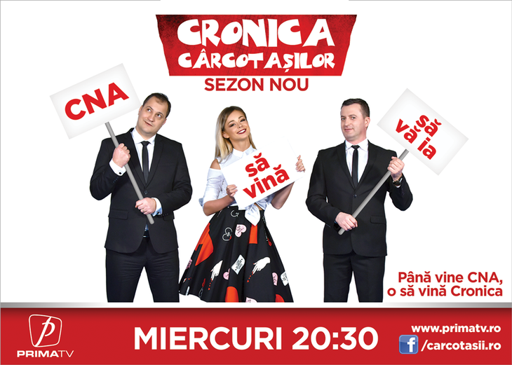 Prima TV, sezon nou de Cronica Cârcotaşilor, cu Şerban Huidu. Protest pamflet: CNA să vină să vă ia