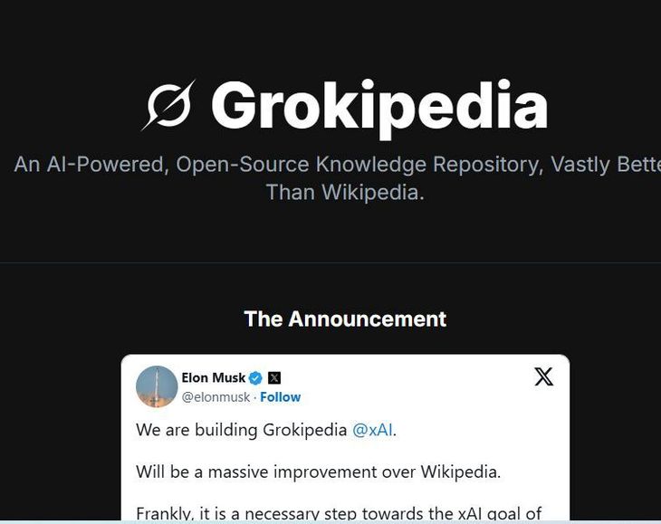 Elon Musk a lansat Grokipedia, cu articole preluate de la Wikipedia