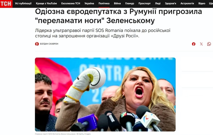 Analiză - Şoşoacă, „vedetă” în presa ucraineană, după ce l-a ameninţat pe preşedintele Zelenski: „O eurodeputată odioasă”