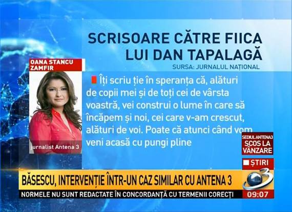 DERAPAJ. Oana Stancu, atac la Tăpălagă printr-o scrisoare către fiica jurnalistului. Fără comentarii