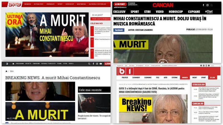 DERAPAJ. Când informaţiile se preiau fără verificare. Presa online l-a dat mort pe Mihai Constantinescu. Medicii infirmă