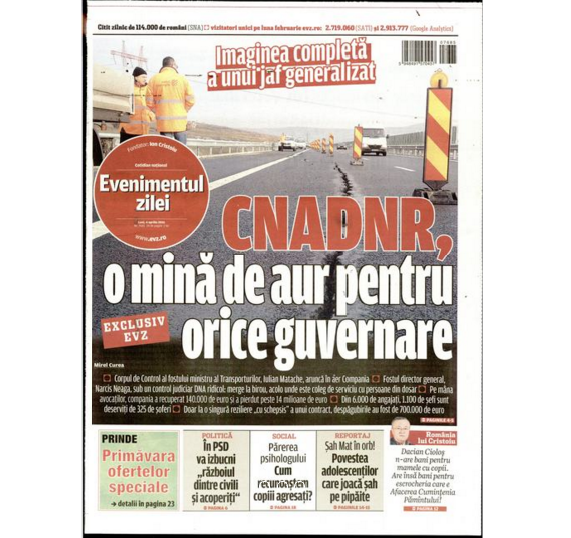 PRESA DE AZI. EVZ: CNADNR, o mină de aur pentru orice guvernare