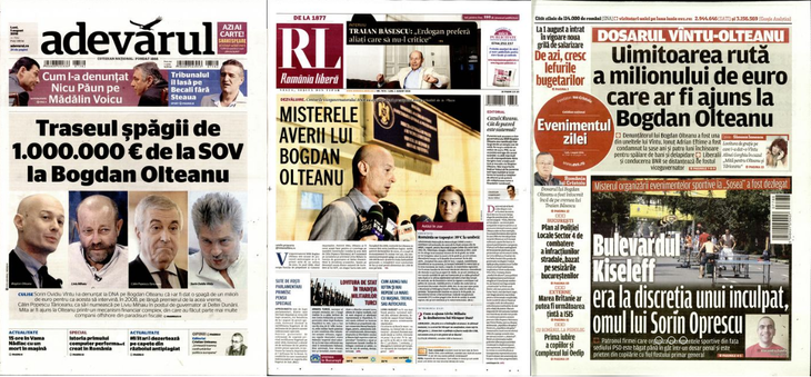 Cazul SOV-Bogdan Olteanu, în presa de azi: Traseul şpăgii de 1 milion de euro de la Vîntu la fostul viceguvernator al BNR