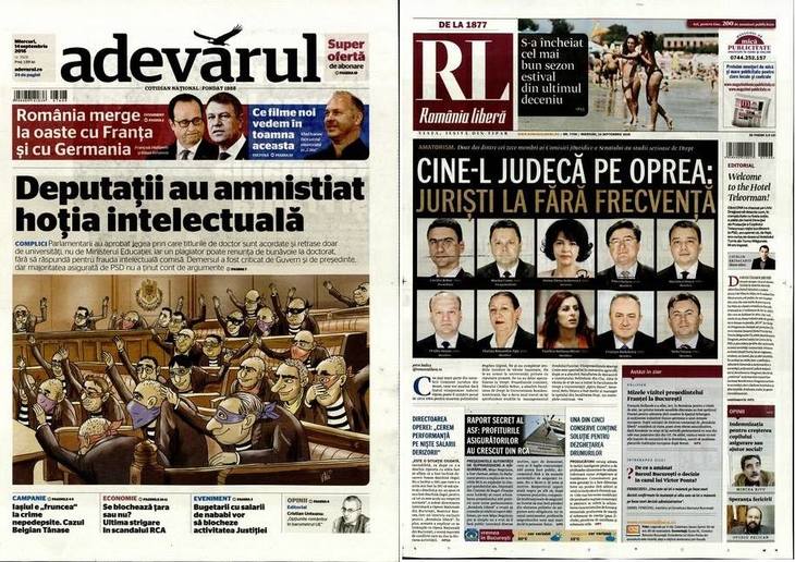 PRESA DE AZI. Adevărul: „Deputaţii au amnistiat hoţia intelectuală”