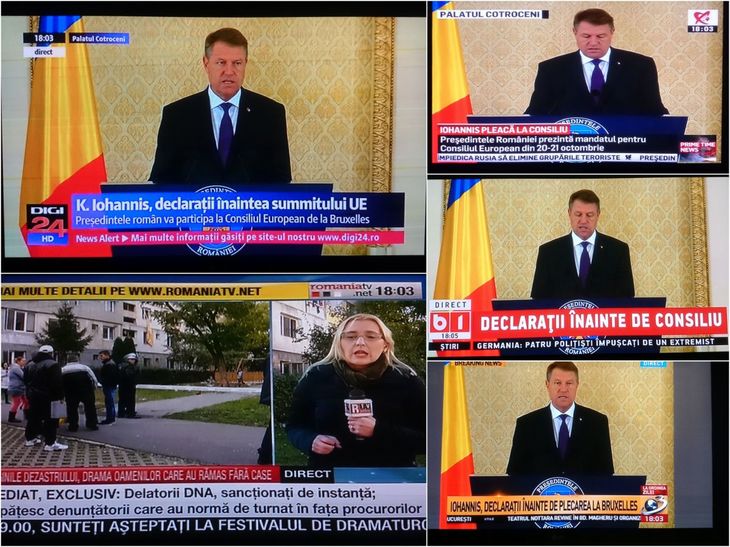 FOTO. Klaus Iohannis, in extenso pe toate staţiile, doar câteva minute la România TV